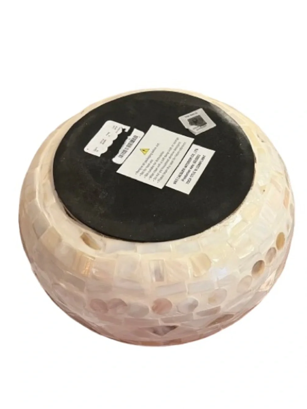 🆕- SPUN BAMBOO VASE WITH MOSAIC CAPIZ MOTHER OF PEARL SHELL